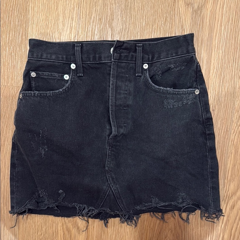 Agolde Black Denim Skirt